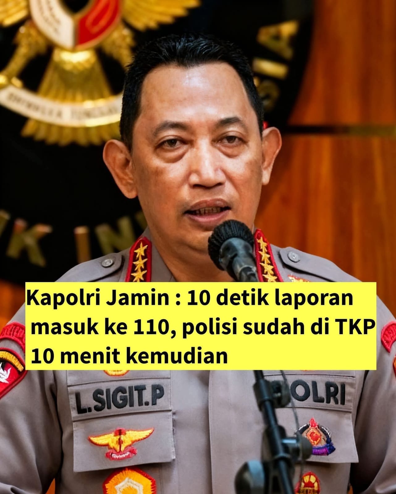 Polri Tetapkan Standar Waktu Respons Cepat Dalam Pelayanan Masyarakat Melalui Layanan Darurat 110